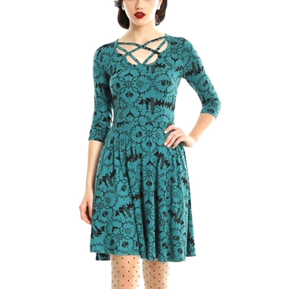 🧙‍♀✨️ Fantastic Beasts Ministry of Magic Hot Topic Strappy Dress Teal M ✨️🧙‍♀️